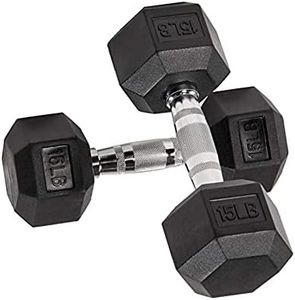 Balancefrom Rubber Encased Hex Dumbbells, 15LB, Pair