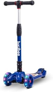 Baybee Flash Kick Scooter for Kids | Smart Foldable 3 Wheel Kids Scooter with 4 Height Adjustable, LED PU Wheels & Brake | Skating Scooters Upto 75 Kg Capacity | Skate Scooters for Kid (Blue)