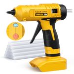 SEEKONE 100W Cordless Hot Glue Gun for Dewalt 20V Battery with 20pcs Glue Sticks (11mm x 150mm) and Indicator Light, Overheat Protection, Hot Melt Glue Gun for Crafting, DIY, Art, Sealing(No Battery)