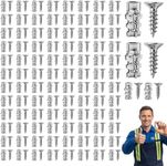 6×14mm Short Expansion Screw Set for Cabinet Hinge Repair & Stripped Thread Restoration, Door Hinge Thread Repair Screws, Wall Anchors Anchors and Matching Screws for Tile Stone Wood (100)