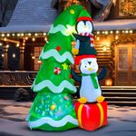 Wothfav 7FT Inflatable Christmas Tree with Two Penguins, Built-in Rotating LED Light for Party Decorations, Xmas Inflatable Outdoor Party Decorations for Garden, Patio, Lawn