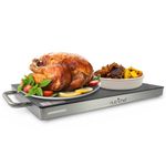 NutriChef Stainless Warming Hot Plate - Keep Food Warm w/ Portable Electric Food Tray Dish Warmer w/ Black Glass Top, For Restaurant, Parties, Buffet Serving, Table or Countertop Use - AZPKWTR30