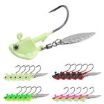 16Pcs Fishing Jig Head Underspin Jig Head Hook with Willow Blade Spinner Spoon Swimbait Jig Heads Hook for Bass Trout 1/4OZ 3/8OZ 2/5OZ