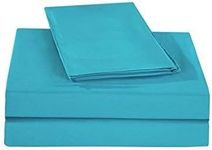 Luxury Sheets Trusted by The Biggest Hotels, Turquoise Solid 4PC Queen Bed Sheet Set 100% Egyptian Cotton, Sateen Solid, 15 Inches Deep Pocket.