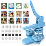 Square Magnet Button Maker Kit Badge Maker Machine 50mm*50mm with 100 Set Square Magnet Button Making Supplies DIY Square Photo Badge Button Press Machine Pin Badge Maker (Blue, Fridge Magnet)