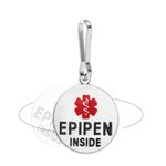 Divoti 1" Epipen Tag, Epipen Bag Tag - Zipper Pull - Entirely Surgical Stainless -Dual Sided