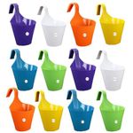 Kraft Seeds by 10CLUB Plastic Hanging Planters - 12 Pcs (8 Inch, Multicolor) | Flower Hanging Pots for Home & Balcony Garden | Hanging Planters for Home Plants | Hooked Hanging Pots