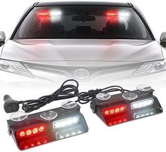 XRIDONSEN 2 in 1 Emergency Dash Lights Red White Volunteer Firefighter Lights Warning Safety Flashing Law Enforcement Responder Front/Rear Windshield Strobe Lights w/Suction Cups for Vehicles Trucks