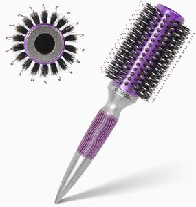 BESTOOL Brosse ronde pour le brushing, poils de sanglier Grande brosse de coiffage pour femme et homme Lissage, bouclage, ajout de volume et de brillance aux cheveux, 36 mm
