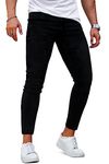 GINGTTO Mens Black Jeans Skinny Fit Stretch Jean Trousers for Men Slim Fit Denim Jeans Tapered Leg 32 Waist 30 Leg