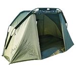 KINGCARP - 2 Man Fishing Bivvy Waterproof 210D Material - Quick Set Up With Insect Mesh Door PVC Viewing Panels - Heavy Duty Groundsheet, Poles, Pegs & Carry Bag [25-1712]