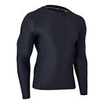 ADOREISM Men's Rash Guard Long Sleeves Splice UPF 50+ BJJ Jiu Jitsu Rash Guard Compression Swimming Shirts, Black, X-Large