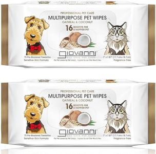 GIOVANNI Multipurpose Pet Wipes, Pack of 75 – Oatmeal & Coconut Helps Neutralizes Odors (Pack of 2)