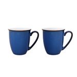 Denby - Imperial Blue Coffee Mug Set of 2 - 330ml Large Stoneware Ceramic Classic Tea Mug Set For Home & Office - Dishwasher Safe, Microwave Safe - Blue, White, Brown - Chip Resistant