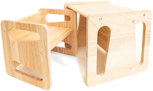 Montessori Weaning Table and Chair Set - Solid Wooded Toddler Table - Cube Chairs for Toddlers - Real Hardwood - Kids Montessori Furniture