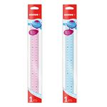 Kores - 30cm Transparent Ruler with Inking Edge - Coloured Overlays, School Supplies, Stationery Supplies, University Essentials, Office Supplies - Pack of 1 Assorted Colours - Ruler 30cm