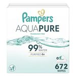 Pampers Aqua Pure Baby Wipes, 99% Water, Fragrance Free, 672 Baby Wipes Total (12X Flip-Top Packs)