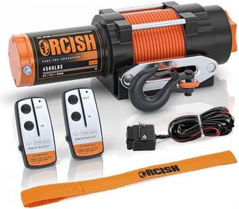 ORCISH 4500 lb 12V DC Waterproof Electric Winch, ATV/UTV Winch Kit for Towing, 1/4"×50' Synthetic Rope with Both Wireless Handheld Remote and Corded Control Recovery, Easy Assembly Winches