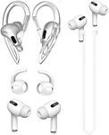 JNSA [Never Lose Your Air Pods Pro] Anti Slip Set, Sport Ear Hook Compatible with Air Pods Pro + Air Pods Pro Earbuds Ear Hooks Cover + Strap Compatible with Air Pods Pro [3in1] (White)