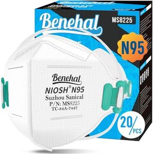 NIOSH Approved N95 Mask Particulate Respirators, Pack of 20 N95 Face Masks, Individually Wrapped, Universal Fit
