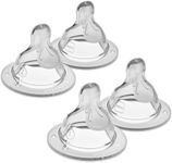 MAM Bottle Nipples Mixed Flow Pack - Slow Flow Nipple Level 1 and Medium Flow Nipple Level 2, for Newborns and Older, SkinSoft Silicone Nipples for Baby Bottles, Fits All MAM Bottles, 4 Pack