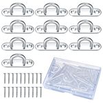 pzihao 10 Pcs M5 Stainless Steel Eye Plate, Metal Oblong Eye Plate Pads, Staple Rings Hooks Hardware with 2 Holes for Rope Loop Hanging Hooks, with Screws