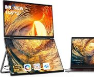 InnoView 15.6" Dual Portable Monitor for Laptop Screen Extender 1080P Folding Triple Monitor HDMI (No Extended) USB-C Portable Monitor for Laptop Windows(No Driver Needed) Mac(Driver Needed)