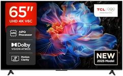 TCL 65V6C-UK 65" 4K Ultra HD, HDR TV, Smart TV Powered by Google TV (Dolby Audio, Voice Control, compatible with Google assistant, Chromecast built-in, 2025 New Model)