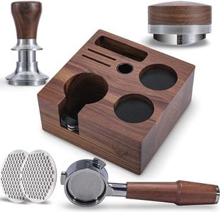 KNODOS Breville Espresso Machine Accessories Kit 54mm Walnut Naked Portafilter, Calibrated Tamper, Tamping Station, Distributor & Puck Screens Espresso Set for Barista Express, Pro, Touch, Bambino