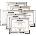 Hoikwo 8.5x11 Picture Frames, 6 Packs Silver Glass Certificate Frames for Document Diploma Award, Only for Tabletop Display Vertically or Horizontally