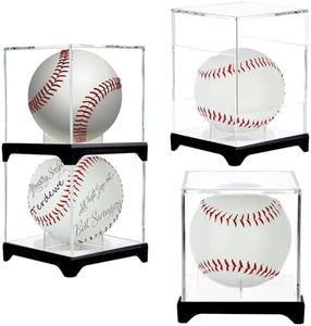 4 Pack （with Base） Baseball Display Case,UV Protected Acrylic Baseball Boxes for Display