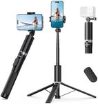 SYNCWIRE 63" Phone Tripod, Extendable Selfie Stick Tripod with Bluetooth Remote, All-in-One Aluminum Stand with Cold Shoe Mount Compatible with GoPro, iPhone and Android Smartphones, Black