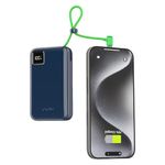 URBN 20000mAh Power Bank with Built-in Type-C Cable | 22.5W Super Fast Charging | Smart LED Display | Dual Type-C PD + USB Outputs | Pocket Size Portable Charger for Quick Charge (Blue)
