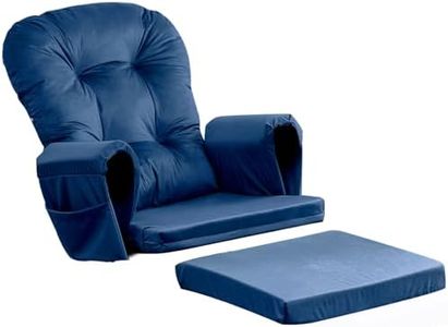 Osunnus 5PCS Rocking Chair Cushion Set Velvet Glider Rocker Replacement Cushions with Ottoman Cushion Storage Pockets for Indoor Nursery Glider Rocking Chair, Navy Blue