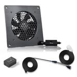 SCCCF 120mm USB Quiet Cabinets Cooling Fan System 6" With 30°C fixed thermostat control, for Home Theater AV Cabinets,Plant house, pet kennel. (Temperature Control 120mm Fan)