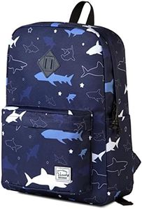 Backpack for School,VASCHY Lightweight Water Resistant Bookbag for Kid Casual Daypack for Man/Boys Shark