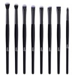 MSQ Eye Makeup Brushes 8pcs Eyeshadow Makeup Brushes Set with Soft Synthetic Hairs & Real Longer Wood Handle for Eyeshadow, Eyeliner, Blending, Lip, Pure Black