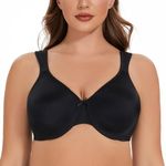 MELENECA Women's Plus Size Full Coverage Underwire Seamless Non Padded Minimizer Bra Black 36G