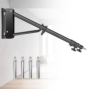 MACTREM Ring Light Wall Mount, 53’’/132cm Wall Mounting Triangle Boom Arm for Strobe Light, Photography, Softbox, Reflector,Umbrella,Studio Video Light, Support 180°Rotation