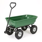 Large Garden Dump Cart Wheelbarrow - Durable Rust Resistant Steel Frame Heavy Duty 4 Wheel Trolley Tipper Truck Wagon Trailer - 250kg 75L Capacity - Ideal for Gardening, Landscaping, Renovation