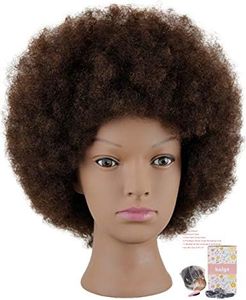 Kalyx Mannequin Head African American with 100% Human Hair Cosmetology Afro Hair Manikin Head for Practice Styling Braiding
