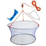 Palmyth Wire Grid Bottom Crab Nets Two Ring Crab Kit with Harness and Bait Clip 24” X 20” X 12”