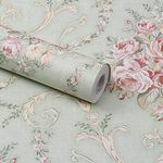 Wolpin Wall Stickers DIY Decals Wallpaper (45 x 500 cm) Damask Flower Self Adhesive, Sage Green