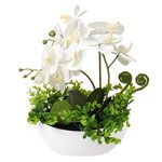 Oairse Artificial Flowers Artificial Orchid in Pots White Fake Flowers Real Touch Phalaenopsis Silk Flower Faux Orchid Plant Arrangment Decorative Artificial Flora for Home Room Kichen Wedding, 34CM