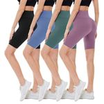 4 Pack Biker Shorts Women - 5"/8" High Waisted Soft Tummy Control Compression for Workout Gym Yoga Running Summer Shorts