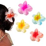 YIHECWY4 Pieces Plumeria Flower Hair Claw Clips Acrylic Hair Jaw Clips Hawaiian Hair Claw Clips for Medium Thick Hair Women and Girls Hawaii Hair Accessorie(4 colors)