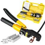 YUZES Hydraulic Crimping Tool 10 Tons 12 AWG to 00 (2/0),Hydraulic Hose Crimper For Electrical Terminal Cable Wire,Cable Crimping Tool With 9 Pairs of Dies