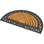 JVL Karina Heavy Duty Rubber Coir Door Mat, Rattan, Brown, 45 x 75 cm