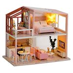 CUTEROOM DIY Miniature Dollhouse Kit Handmade Wooden Dolls House & Furniture Kit 1:24 Scale Creative Doll House Toys Nordic Apartment Model - QL003 (Heart-Warming Life)