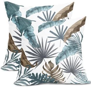 Leaf Decorative Pillow Covers 18x18 Inch Set of 2 Tropical Palm Leaf Throw Pillow Covers Modern Outdoor Accent Pillows Linen Pillowcase Square Cushion Cover For Couch Bed Sofa Chair Car Home Decor